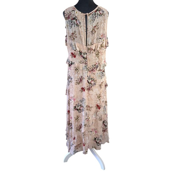 Sundance Floral Maxi XL Boho Fairycore Sleeveless Ruffle Asymmetrical Hem Blush - Picture 2 of 11